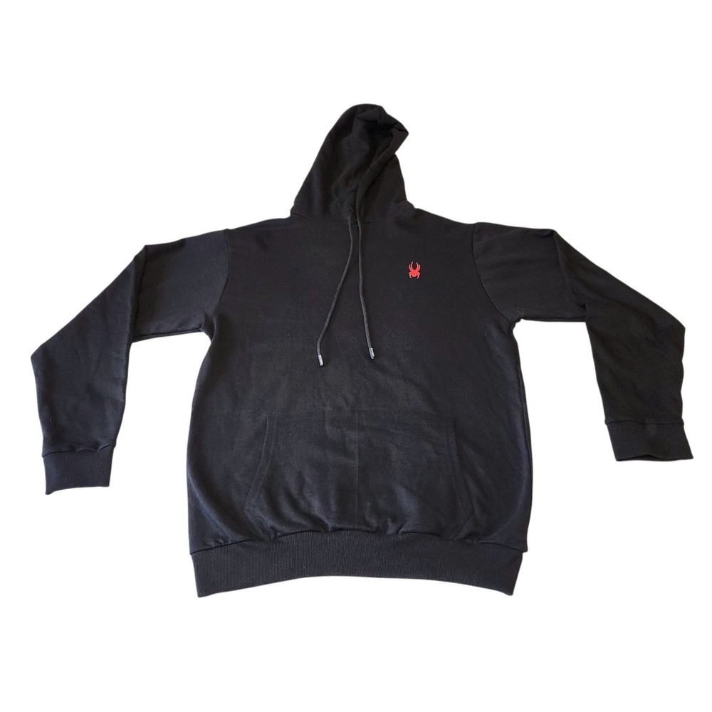 🔥 Spyder Sleepwear Men's Black With Red Spider Pocketed Pullover Hoodie‎ Size L